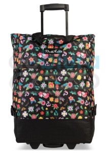 WÓZEK NA ZAKUPY czarny z motywem kwiatów Frida Kahlo 36 litrów