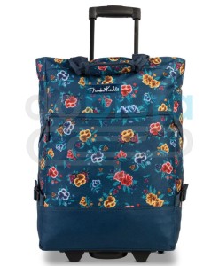 WÓZEK NA ZAKUPY granatowy z motywem kwiatów Frida Kahlo 36 litrów