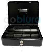 Duża kasetka na pieniądze czarna z wkładką na bilon Metalplus