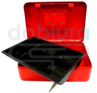 Kasetka na pieniądze czerwona z wkładką na bilon Metalplus