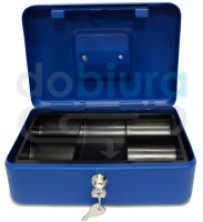 Kasetka na pieniądze niebieska z wkładką na bilon Metalplus