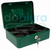 Kasetka na pieniądze zielona z wkładką na bilon Metalplus