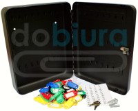 Szafka zamykana na 48 kluczy czarna zawieszki i etykiety w zestawie Metalplus