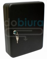 Szafka wisząca na 48 kluczy czarna z zawieszkami zamykana na klucz Metalplus